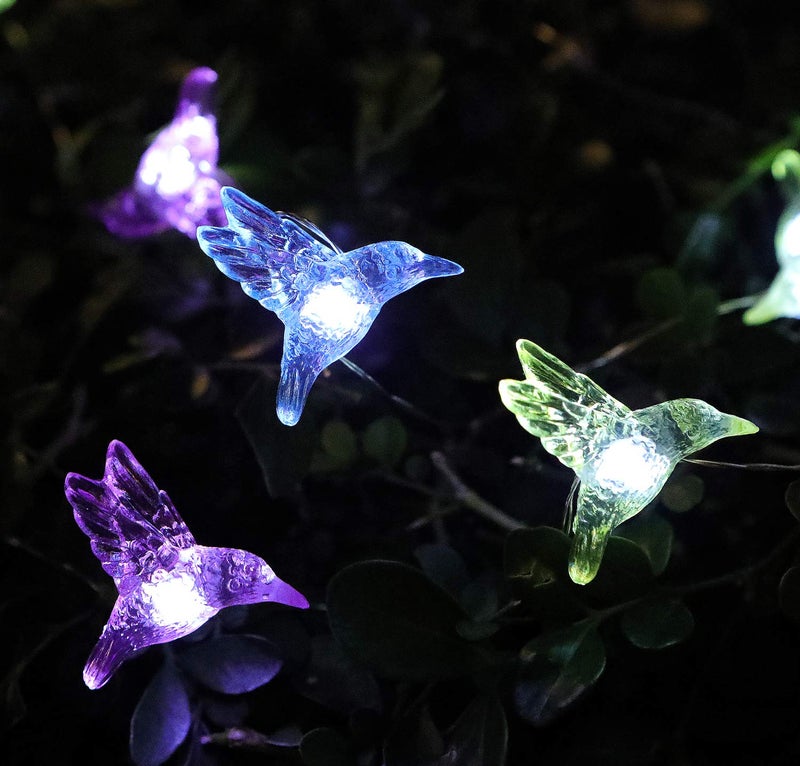 WSgift أضواء شجرة الطائر الطنان الشمسية WSgift، 15.8 قدم 30 LED دافئ أبيض خارجية مقاومة للماء لتزيين الحديقة والفناء الخارجي - Image 4